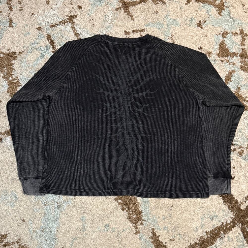 pholoh Ghoul Thermal Shirt Size XL Gray Skeleton Cyber Y2K Cropped Fit